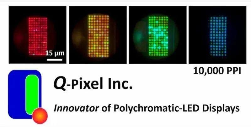 Q-Pixel 开发全球最小 Micro LED 全彩像素，实现10000 PPI显示